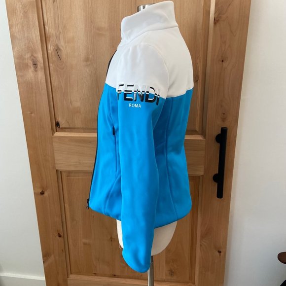 Fendi Two Tone Logo Blue White Ski Jacket EUR 38/US XS 0-2 NWT - Picture 4 of 10